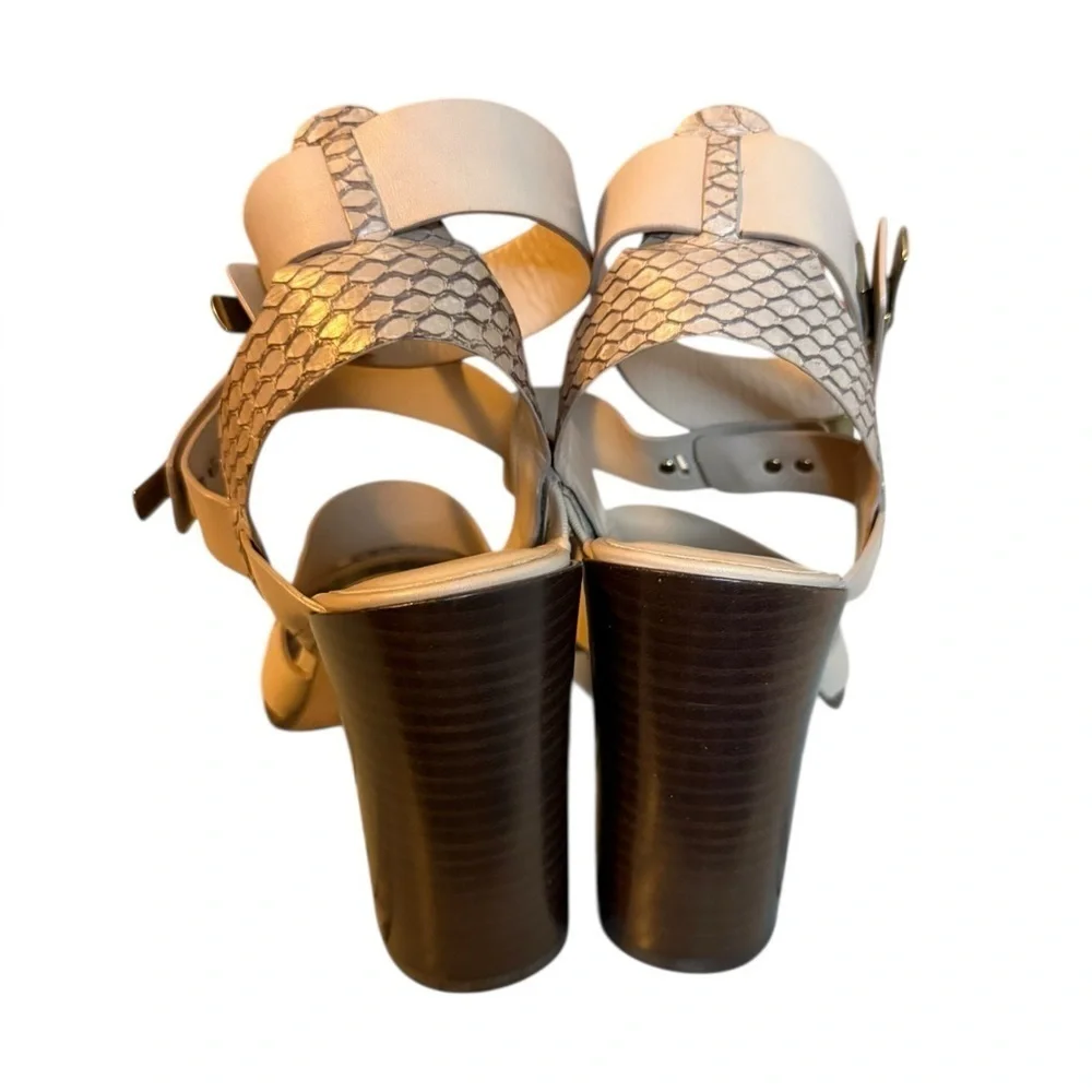 Aerin Metal Clasp Leather Strappy Heels